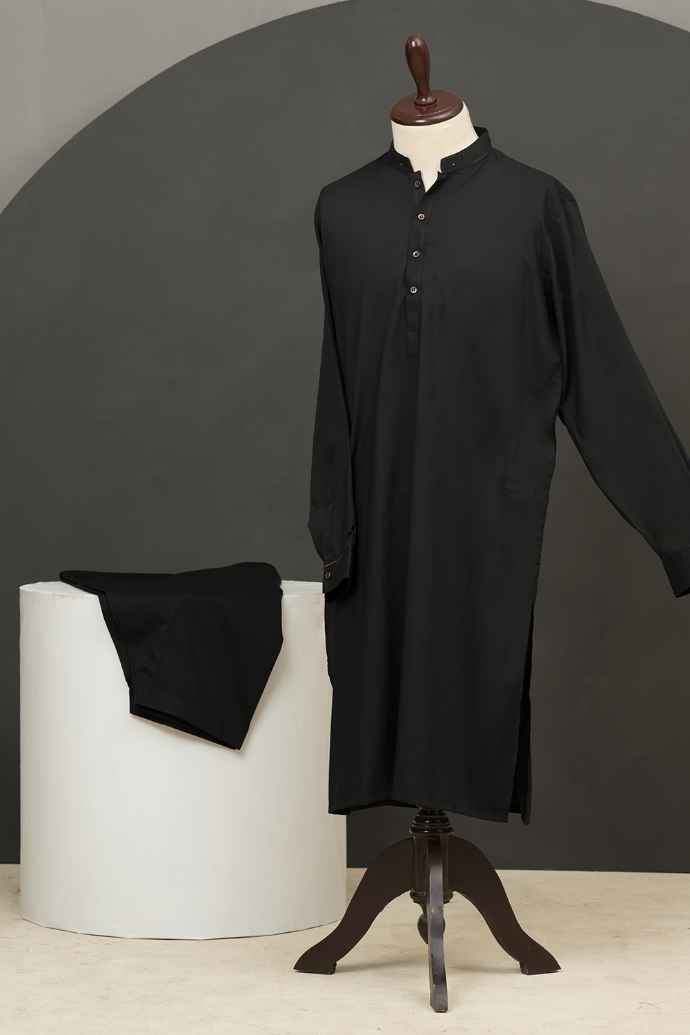 Black Blended Qameez Shalwar Fabric