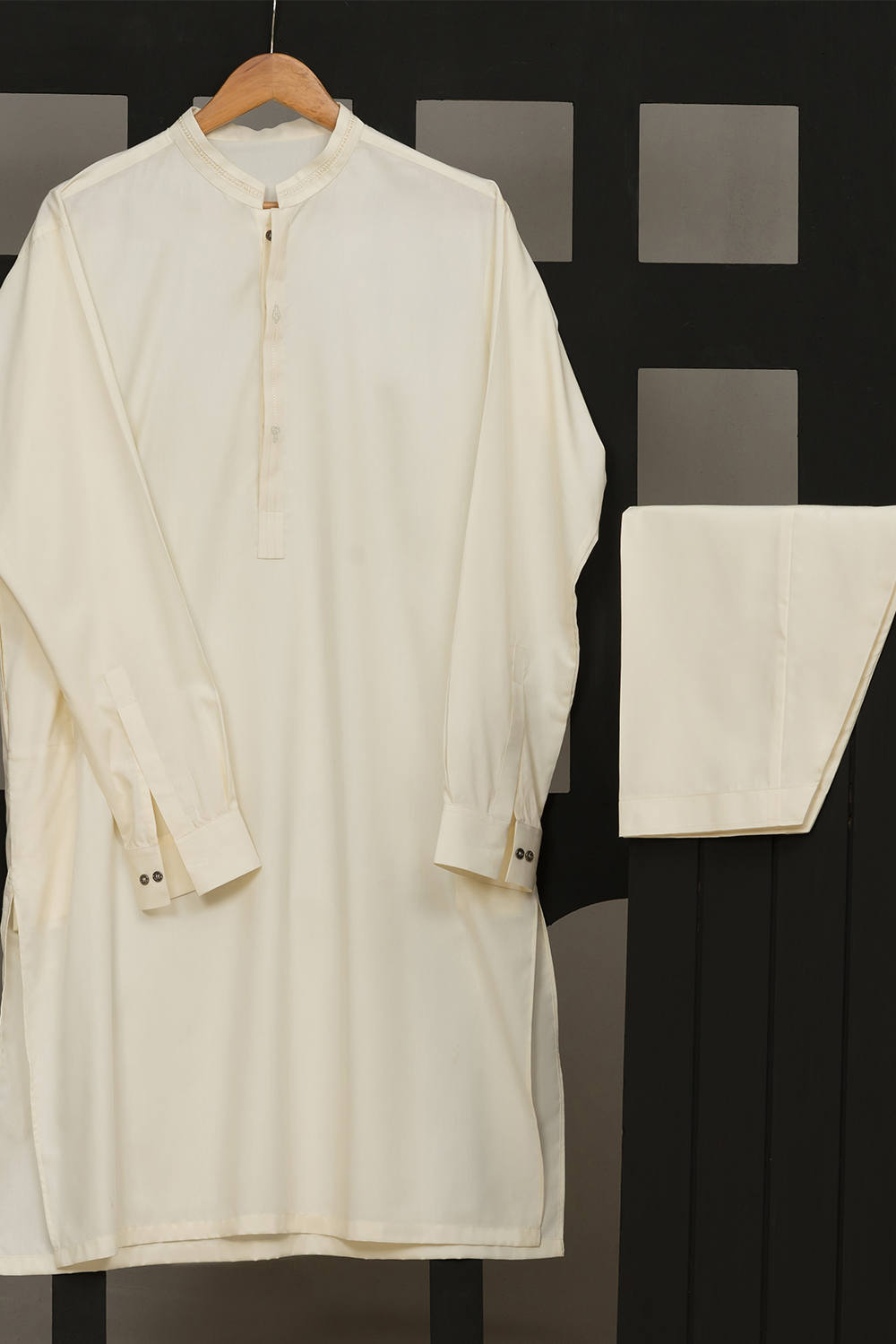 Cream Modal Blended Qameez Shalwar Fabric
