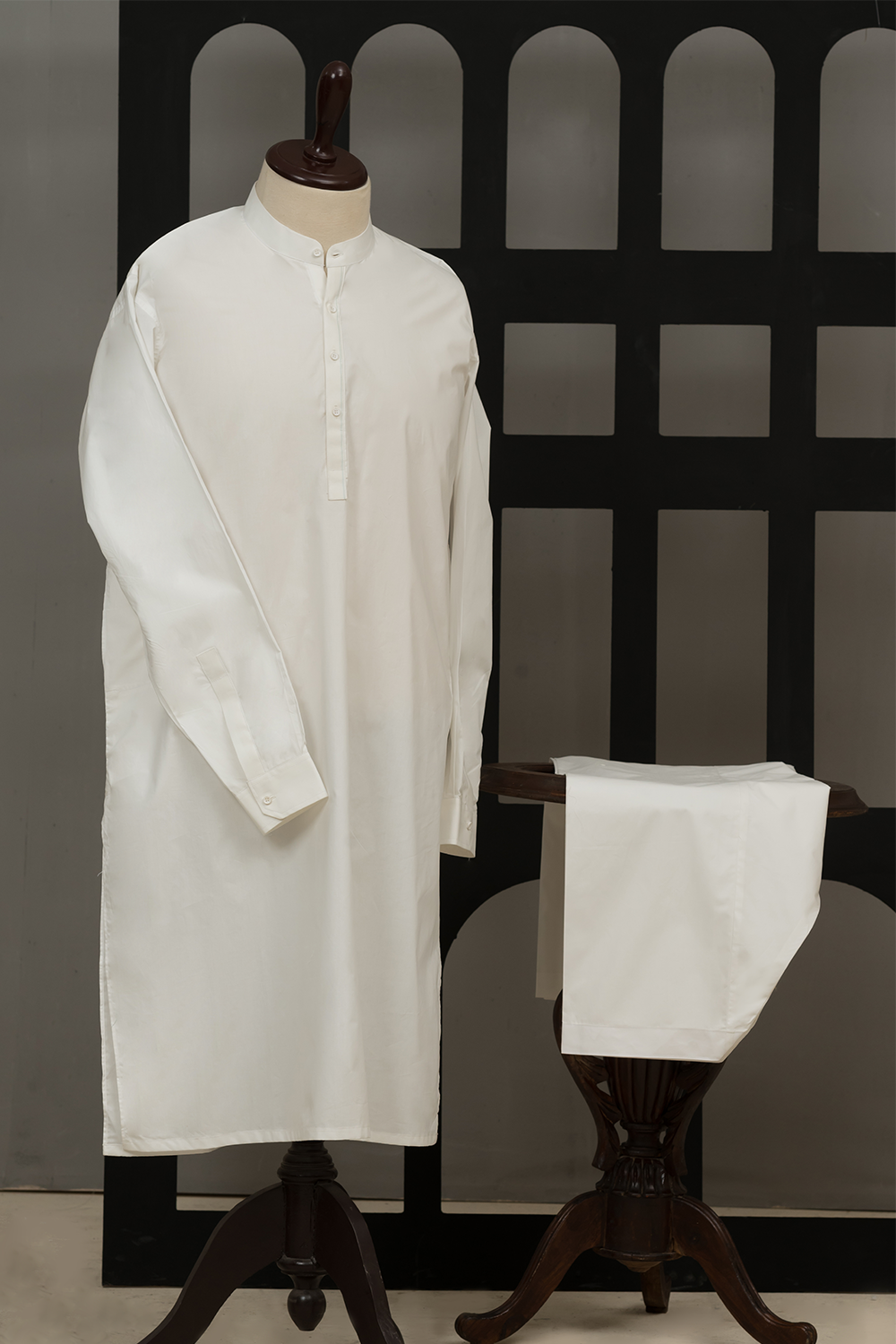 Off White Cotton Latha Qameez Shalwar Fabric