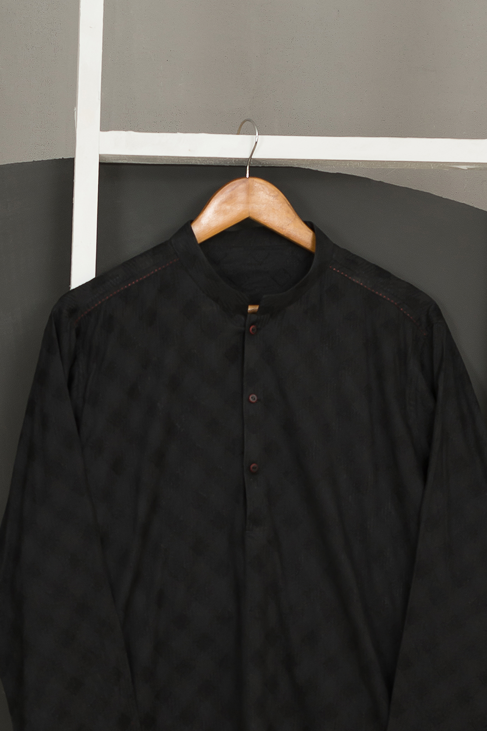 Black Cotton Chikankari Kurta Fabric